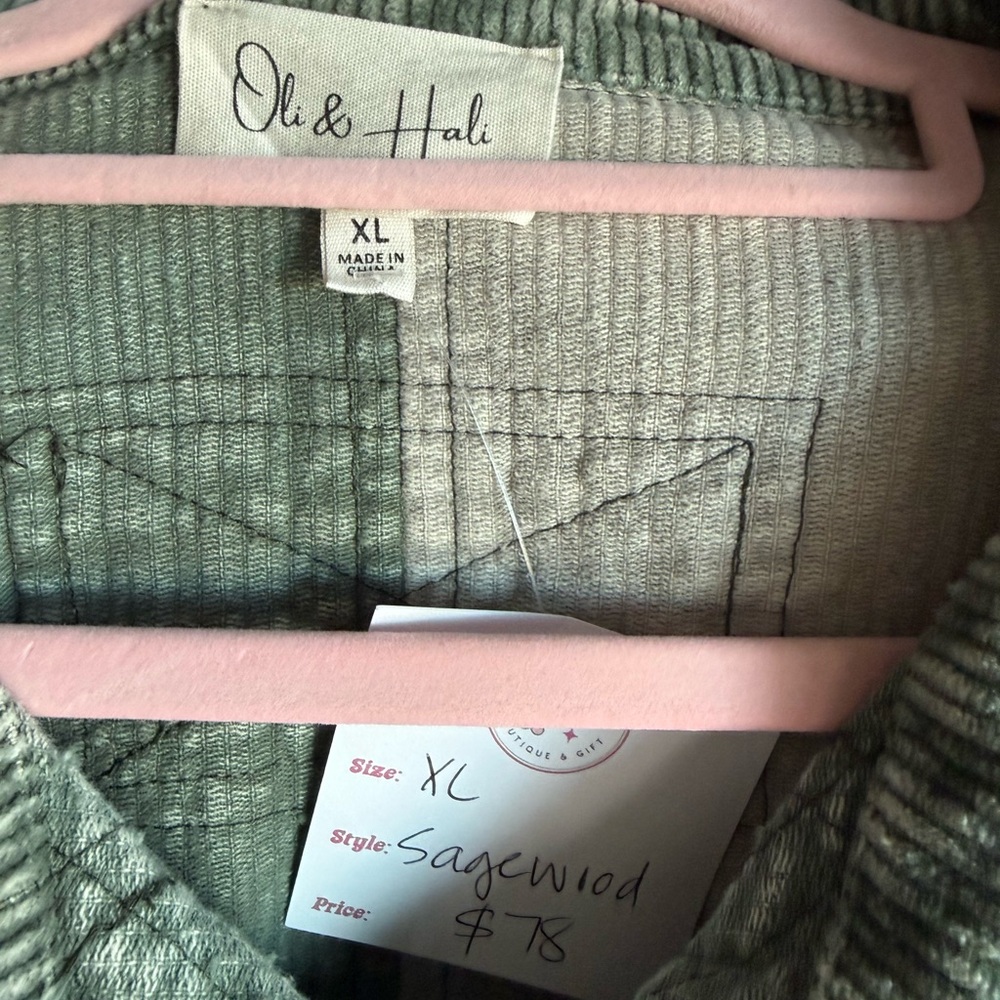 Oli & Hali Sagewood Stitch Corduroy Shacket - Picture 8 of 8